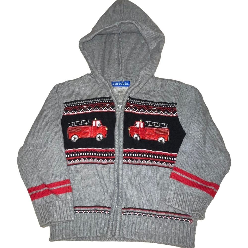 Kidtopia Infant Boys Cardigan Sweater 100% Cotton Choo Choo Trains 24 Months